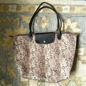 Longchamp brown snake print Le Pilage tote